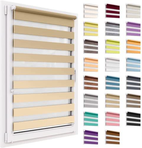 Doppelrollo ohne Bohren, 40x150 cm Stoffgröße, Duo Rollo Klemmfix, Easyfix, lichtdurchlässig und verdunkelnd, Day&Night, Klemmrollo Sonnenschutzrollo Fensterrollo für Fenster & Türen