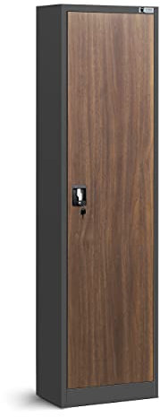 Jan Nowak Aktenschrank Büroschrank Metallschrank Lagerschrank 4 Fachböden Flügeltür Drehgriff Pulverbeschichtung Metall 185 cm x 45 cm x 40 cm (Anthrazit-Holzoptik)