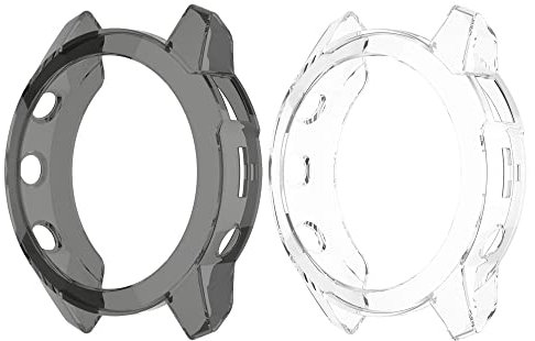 Chofit Cases Compatible with Garmin epix 2 Case, TPU Protector Accessories Protective Case Cover Soft Bumper Shell for epix 2 Only (Black+White)