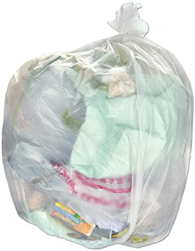 50 x Natural/Clear 90L Medium-Duty (28 Micron / 112 Gauge) Alina Coloured Refuse Sack/Polythene Dustbin Liner/Plastic Bin Bag / 90 Litre Natural/Clear Garbage Bag