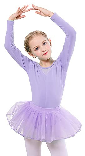 Verve Jelly Solid Color Ballet Dress for Girls Toddler Dance Leotard with Princess Tutu Tulle Skirts 2Pcs Ballerina Outfit 170 Purple 12-13 Years