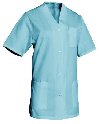 SNV Tunique médicale femme manche courte col V blouse médicale professionnelle fermeture par boutons pressions uniforme médicale femme Bleu XS