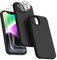 Dssairo [5-in-1 für iPhone 14 Hülle, mit 2 Displayschutzfolien + 2 Stück Kameraobjektivschutz, Flüssigsilikon, ultradünn, stoßfest, Schutzhülle [Mikrofaserfutter] 6.1 (schwarz)