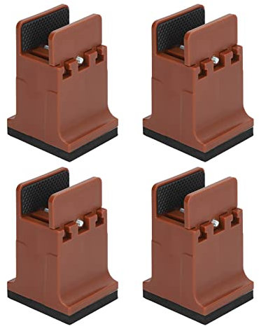 HURRISE 4Pcs Bed Riser, Rubber Furniture Riser Adjustable Raised Bed Blocks Sofa Risers Table Desk Feet Raising Pads with Screw Clamp for Home Office (Brown)