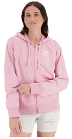 New Balance NB Essentials Stacked Logo Full Zip Hoodie, Hao - Hazy Rose (621), L