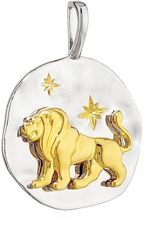 NKlaus 17 mm colgante signo zodiacal Leo redondo plata 925 zodiaco oro blanco horóscopo 13988, Plata de ley, No es una piedra preciosa