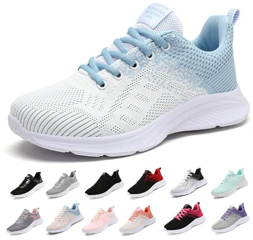 MIDQCGL Damen Sportschuhe Running Shoes Herrensneaker Outdoor Fitness Jogging Sportsschuhe Fashion Leichte Walkingschuhe Frizeitschuhe 626 White Blue40EU