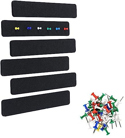 BDHI 8pcs 33cm x 5cm Felt Pin Board Bar with 30 Pushpins Self-Adhesive Lightweight Bulletin Board for Home Office Memo Notice Boards Felt Wall Tiles (Y206-1)
