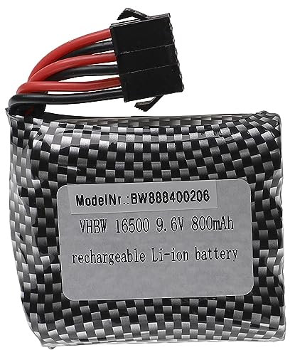 vhbw Batterie pour modéle RC par ex. Voiture de Course Avion (800mAh, 9,6V, Li-ION, 54 x 48 x 16,5 mm, SM-6P)