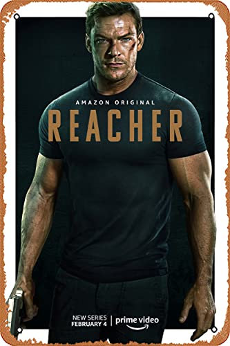 Zuhhgii Reacher (Alan Ritchson, Jack Reacher) TV-Show-Poster, Blechschild, Kino, Kino, 20,3 x 30,5 cm, Vintage-Filmmusik, Metallschild für Zuhause, Bar, Pub, Dekoration, Geschenke