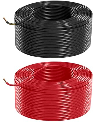 Fahrzeugleitung Anhängerkabel Rund Kabel Set rot und schwarz als Ring FLRY B 0,75 1,0 1,5 2,5 mm² 1-adrig 6-24 Volt KFZ Auto (1,00 mm², 50 Meter)