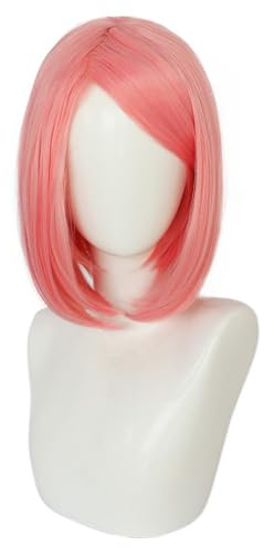Anime Haruno Sakura Cosplay Perücke, Frauen Rosa Kurzhaar perücken Rollenspiele Perücken mit Perücken kappe, für Party Halloween Requisiten Zubehör