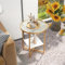 GIANTEX Table d'appoint ronde Ø 50 cm, table de chevet, table de canapé, table de chevet, table de canapé, table basse en verre trempé et bois, table basse, table de téléphone, table de salon, petite