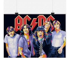 25 Artstreet ACDC auf der Bühne Poster | Kunstdruck | 180 g mattes Papier | Wanddeko für Wohnzimmer und Jugendzimmer | 50 x 70 cm