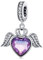 NINGAN 925 Sterling Silber Anhänger, Engelsflügel Charme Anhänger, geeignet für Frauen Armband Halsketten, lila herzförmige Armband Anhänger