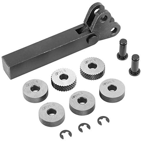 Rändelwerkzeug Set, 7 Stücke Rändel Drehmaschine mit Schneideisenhalter Diagonale Doppelrad Linear Rändelsatz, für Bearbeitungsmaschine Oberflächenmuster Drehbank Zubehör
