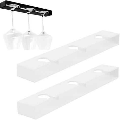 Soporte Copa Vino Invertido, 2 Piezas Soporte Copas Vino, Soporte Copas Vino Tinto, Soporte Copa Vino Colgante, Almacenamiento Copas para Estantes Gabinetes Cocina y Restaurante (Blanco)