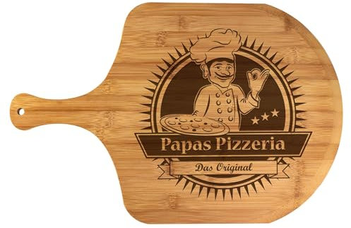 Premium Pizzabrett mit Gravur für Papa, Pizzateller Schneidebrett, Holz Serviertablett, Pizza Servierbrett, Großer Holzteller, Servierplatte, Küchenzubehör, Vatertagsgeschenk