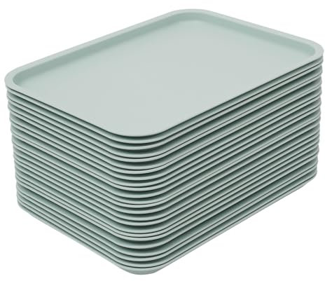 24 bandejas de plástico, bandejas para servir, antideslizantes, rectangulares, bandejas de plástico de plástico, bandejas de comida rápida, bandejas antideslizantes para cocina, comedor, 36 x 27 x 2