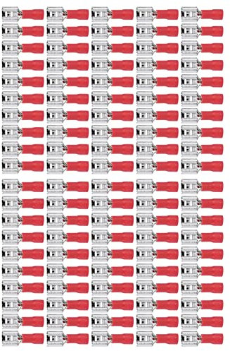 100 Stück Isolierter Spatendraht, Isolierter Spatendraht-Stecker, Spaten-Schnellverbinder, Draht-Crimp-Anschluss, Isolierter Spaten-Draht-Stecker, Steckverbinder, Kupfer, PVC,