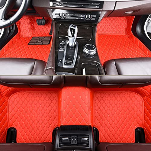 pour CRV 2007-2011 Tapis de Sol de Voiture en Cuir Artificiel empêchez la Boue Le Sable la Graisse,Red-7 Seats