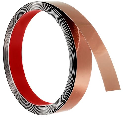 sourcing map Wall Trim Molding, 16.4 ft x 0.98 in Stainless Steel Peel and Stick Self Adhesive Trim Metalized Mirror-Like Finish Strip Border Edge Frame Trim for Home DIY Decoration, Rose Gold