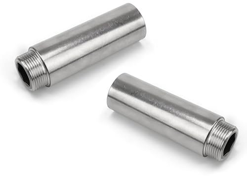TIANLIN 1/2 Zoll Verlängerung, 2 Stücke Hahnverlängerung Edelstahl 1/2 Zoll x 50 mm Gewindefitting, Nicht leicht zu Rosten, für Wasserhähne Eckventile Duschköpfe