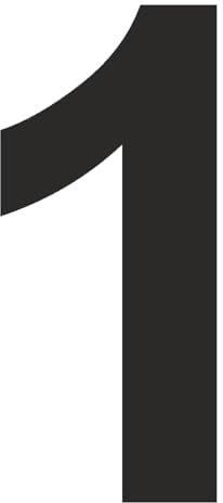 Adesivo con numeri da 15 cm con pellicola di trasferimento – nero – resistente alle intemperie e ai raggi UV – ideale per bidoni della spazzatura, numeri civici e scritta esterna – numero 1