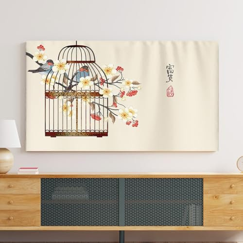 Couverture Anti-poussière De Tv De Peinture De Paysage, Couverture D'affichage De Tv De 22-75 Pouces à L'intérieur Lcd Led Protecteur D'écran De Tv Couverture De Moniteur Incurvée/p(Size:22IN,Color:B)