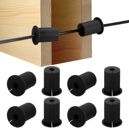 M METERXITY Kit di Instradamento Cavi 8-Pz, per Foro Muro 1 Pollice Passacavo Passacavo, Boccola di Copertura Foro Muro per Cavo Ethernet [Lunghezza 38mm, Nero]