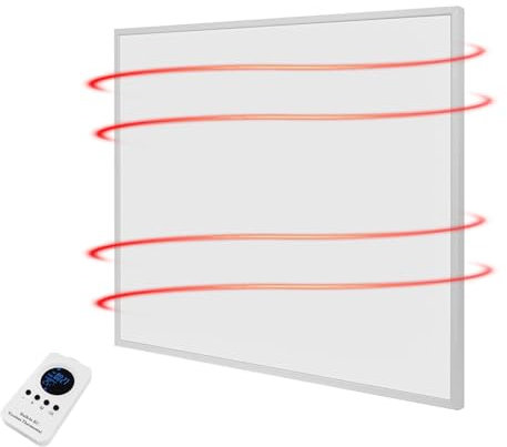 Hocosyme Infrared Panel Heater 300W With Remote Control, Reach Operating Temperature in One Minute up to 120℃, Fast Heating, Overheating Protection, Wall-Mounted or Vertical, 10-Year Warranty