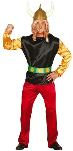 FIESTAS GUIRCA | Guerrero Galo Kostüm für Erwachsene - Jacke, Gürtel und Hose - Wikinger- und Barbaren Kostüme für Halloween, Karneval und Kostümpartys - Ideal für Herren - Schwarz und Rot