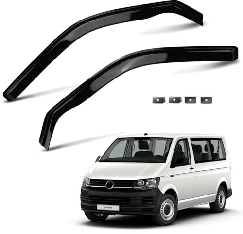 Deflectores de Viento para ventanillas Personalizado para VW T5 T6, Juego de 2 deflectores de Viento Adhesivos y Lluvia para Ventanas Laterales, Montaje Clip