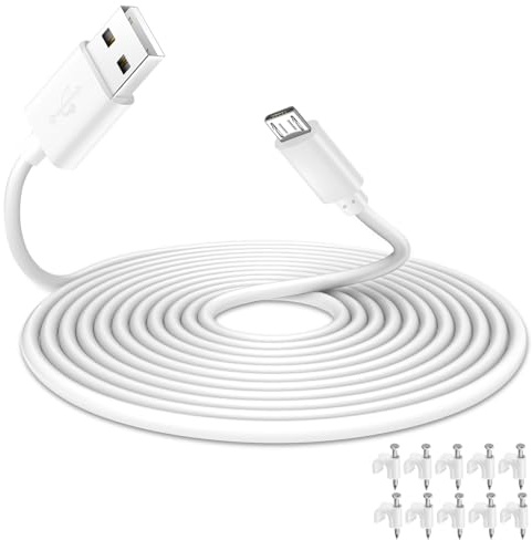 Herfair USB‑auf‑Micro‑Stromkabel, 3 m lang, Verlängerungskabel für WyzeCam, WyzeCam Pan, YI‑Kamera, NestCam Indoor, Netvue, KasaCam Indoor, Furbo Hundekamera, Blink, USB‑Ladekabel (5 M)