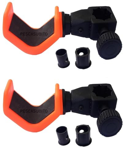 Generico Pescasubito Supporto Reggicanna da Pesca, Set 2 Pezzi, Arancione e Nero, Accessorio per Paniere e Panchetto