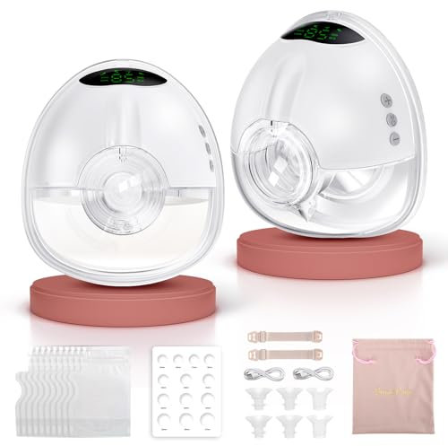 Lulia Sacaleches Electricos Manos Libres, Extractor De Leche Materna Portátil, 4 Modelos 9 Pasos, Indoloro, Sin BPA, Bajo Ruido, Con Brida 17/19/21/24 mm (Gris, 2 Piezas)