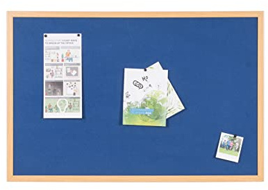 Bi-Office Earth Executive Felt Notice Board, Blue Felt Surface, MDF Frame with Oak Finish, 2400 x 1200mm