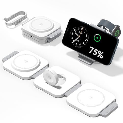 3 in 1 induktive ladestation, 15W Magsafe ladegerät für iPhone 16/15/14/13/12 Pro Max,Apple Watch 10/9/8/7/Ultra und AirPods Pro 2/3,Apple ladegerät,Wireless Charger iPhone ladestation magsafe Charger