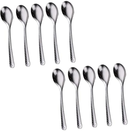 MUCKLILY 20pcs Stainless Steel Long Handle Eating Spoons for Soup Porridge Rice Kitchen Flatware Household Restaurant Use