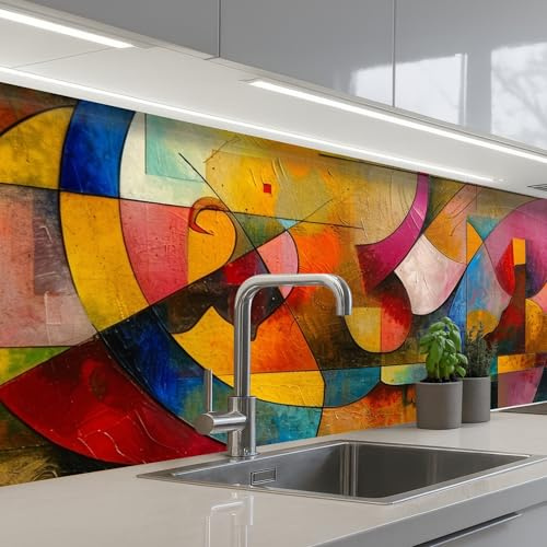 KitchenYeah© Splashback for Kitchen self-Adhesive Sink Splash Splatter | 24x79 / 60x200 cm - Guard Splashbacks Walls Art - Abstract - Modern