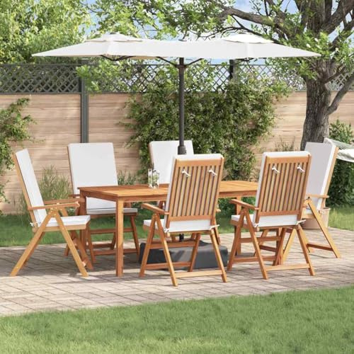 Tonture Gartenstuhl 6er Set, Braun, 57x71,5x104 cm, Massivholz Teak, verstellbar für Outdoor Dining, Balkon, Küche