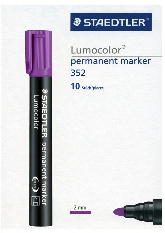 STAEDTLER 352-6 Lumocolor Marker permanent Rundspitze, 2 mm, 10 Stück, violett