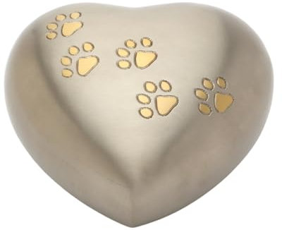 Urns UK Hertford Gedenkurne für Haustiere herzförmig 13,5 x 12,5 x 5cm Zinnoptik