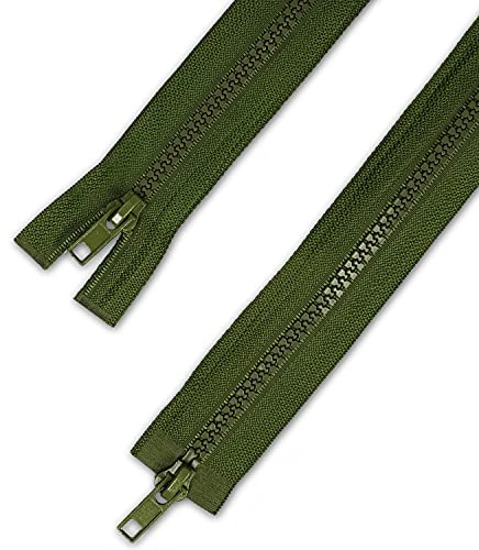 Telliswelt 2-Wege-Reißverschluss teilbar, oliv, 80 cm, 3,3 cm breit | 2-Wege-Reißverschluss teilbar, oliv, 80 cm: beidseitig zu öffnen und komplett trennbar. Für Nähprojekte mit Reißverschluss.