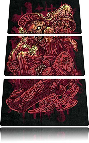 Pixxprint Deadly skate black Bild, Leinwandbild 3 Teilig, Gesamtmaß: 120x80cm, Wandbild, Dekoration, fertig gespannt, Kein Poster