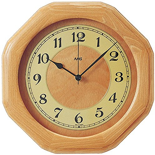 rustikale Funkuhr Wanduhr Funk Buche massiv Mineralglas