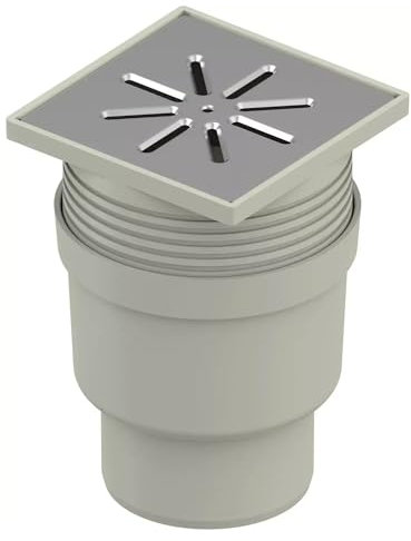 Uponor Aqua Ambient DN 110 Standard - Desagüe vertical con rejilla de acero inoxidable (15 x 15 cm), color gris