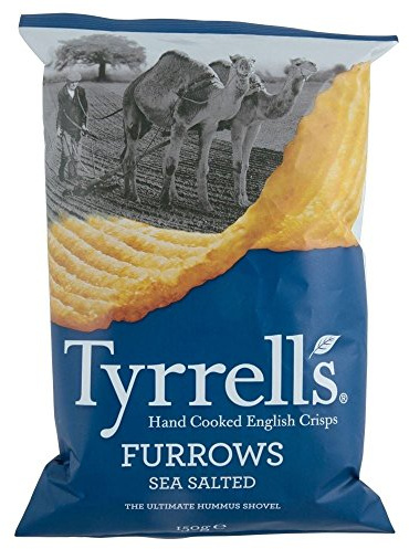 Tyrrells Furrows Hand Cooked English Crisps - Sea Salted (150g) - Pack of 6