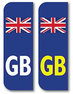 Pack of Two GB Union Jack British Flag Car Number Plate vinyl stickers 104mm x 35mm Each
