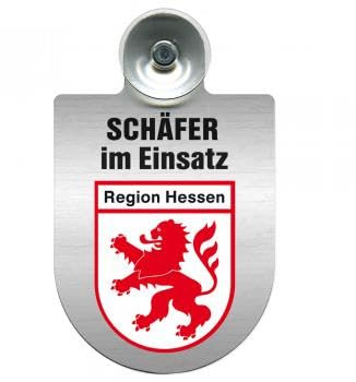 Einsatzschild Windschutzscheibe incl. Saugnapf - Schäfer im Einsatz - 309387 - incl. Regionen nach Wahl Farbe Region Hessen